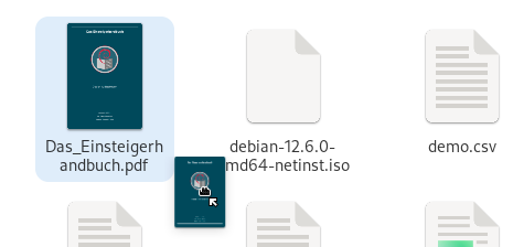 Drag and drop: halte die linke Maustaste, während die Maus bewegt wird