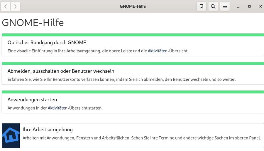 Gnome: umfassende integrierte Hilfe