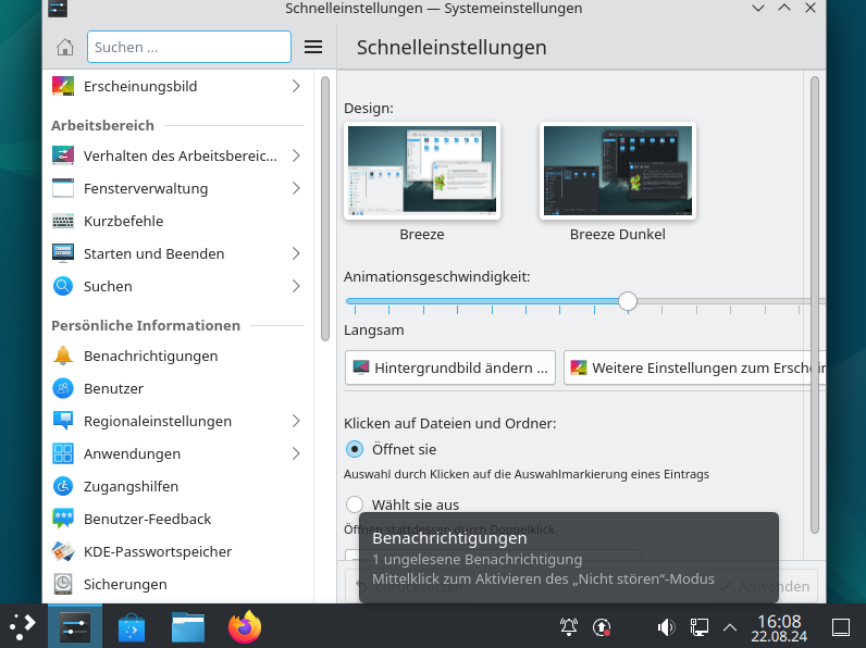 Die KDE Systemeinstellungen unter Debian