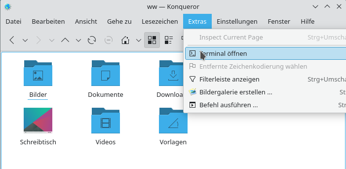 Der Konqueror Internet-/Dateibrowser in KDE