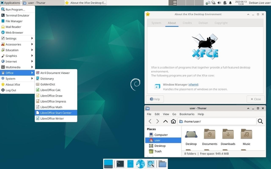 Der Standard Xfce unter Debian