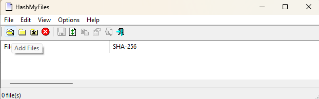 HashMyFiles : Datei hinzufügen