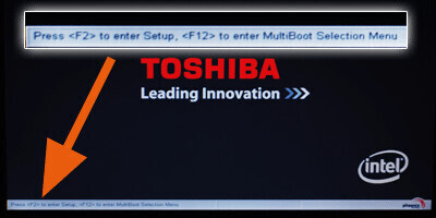 Öffnen des Bootmenüs unter Toshiba