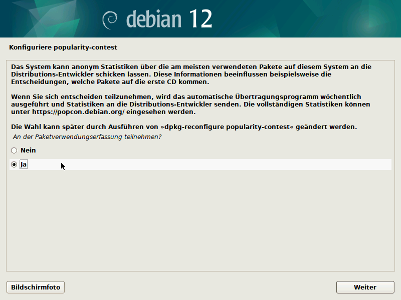 Installation: Debian - Statistik