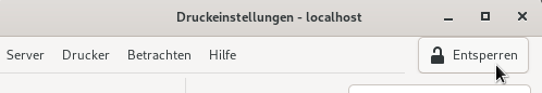 System-config-printer: Anwendung entsperren