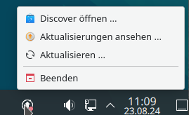 Aktualisierungsbenachrichtigung in der KDE - Oberfläche