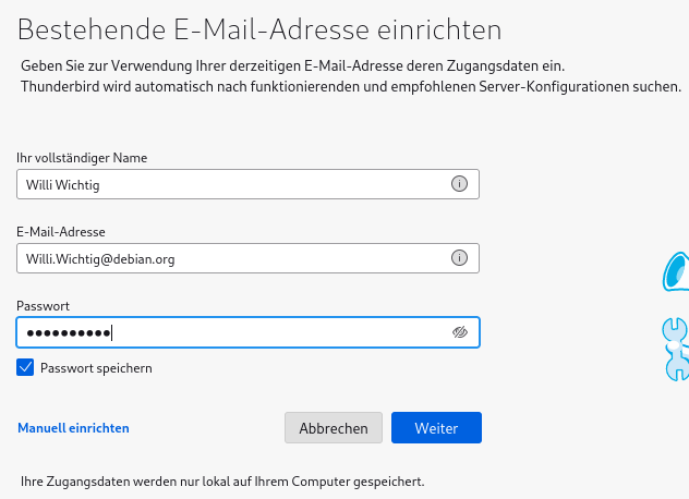 Thunderbird: Einrichtung des Mailkontos