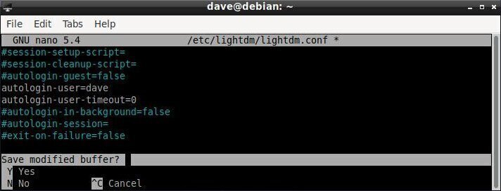 LightDM: Bearbeitung der Konfigurationsdatei mit dem Kommandozeileneditor Nano