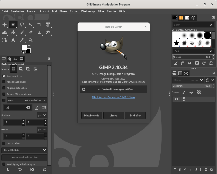 Gimp in der Gnome-Shell