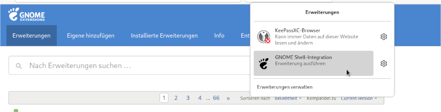 Online Gnome-Shell Erweiterungen