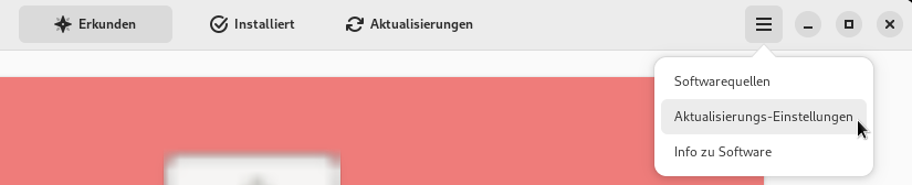 Software: Menü Aktualisierungseinstellungen