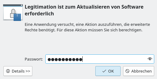 Discover: Passwortabfrage für die Aktualisierung