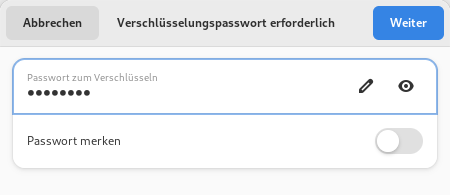 Deja-Dup: Passwortabfrage