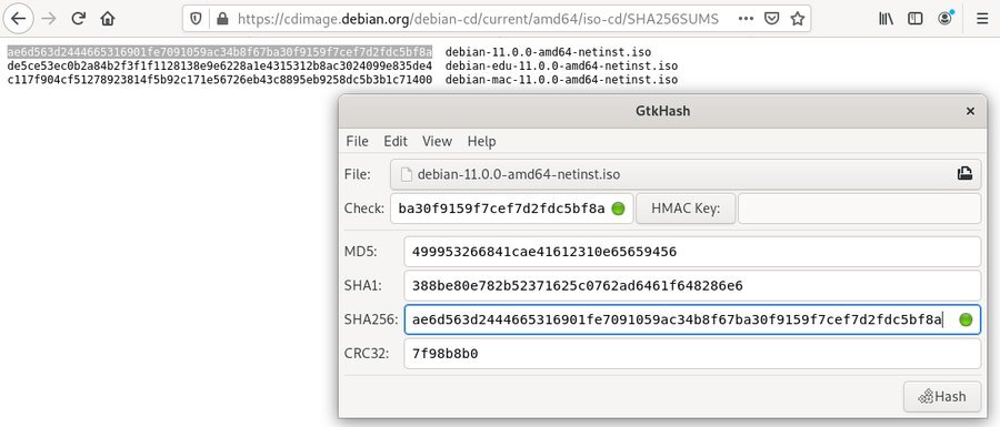 GtkHash: verifying the SA256 checksum