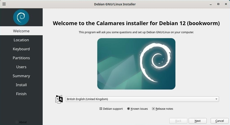 Calamares installer: language selection