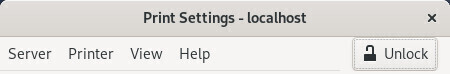 System-config-printer : unlock applcation
