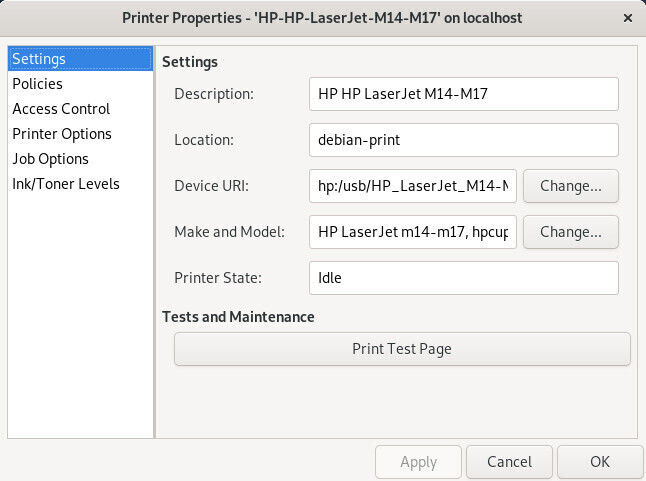 Printer configuration