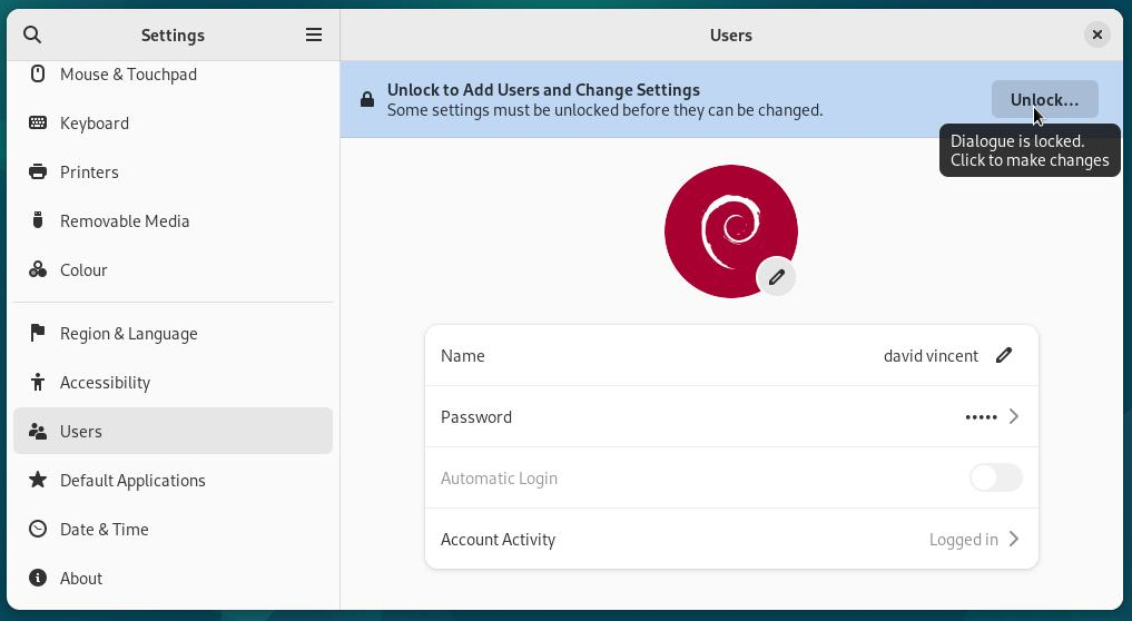 Unlock user preferences