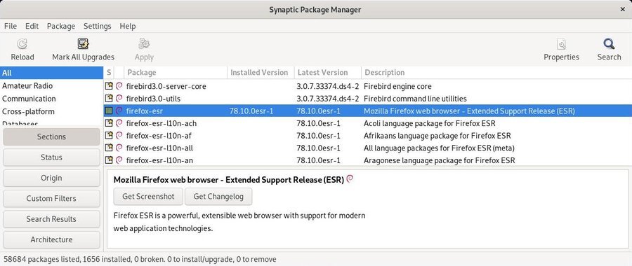 Synaptic: the default interface of the package manager