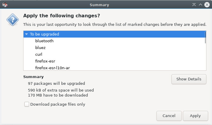 Synaptic: confirm changes