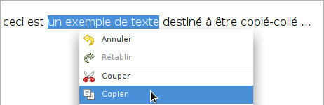 Copier-coller un texte : copier une sélection