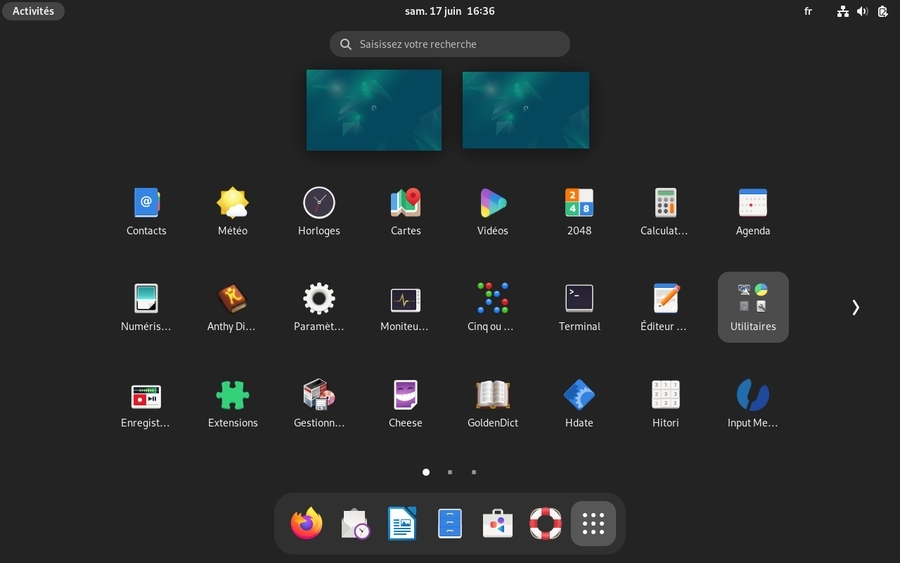 Menu plein-écran sur Gnome-Shell