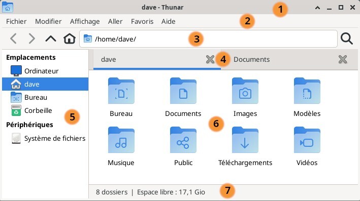 Présentation du gestionnaire de fichiers Thunar