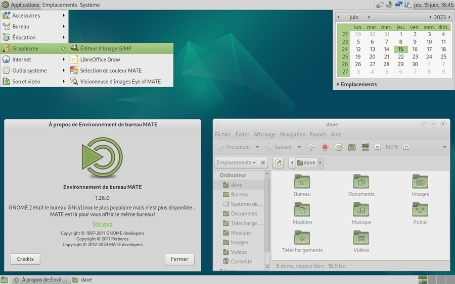 Le bureau MATE sur Debian