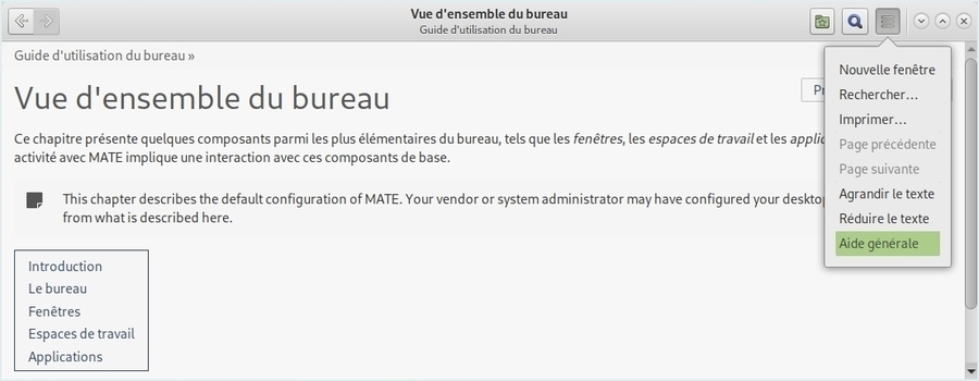 Centre d’aide du bureau MATE