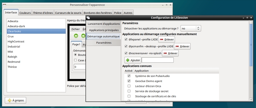 Configuration de l’interface et de la session LXDE