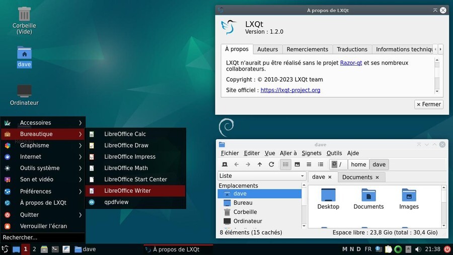 Bureau LXQt sur Debian