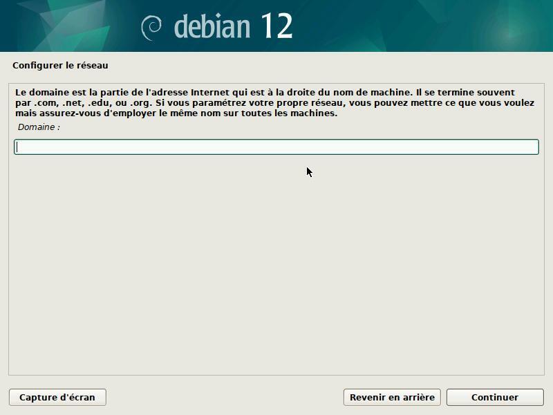 Installation : choix du nom de domaine