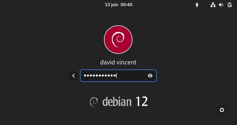 Debian : l’écran de connexion Gnome