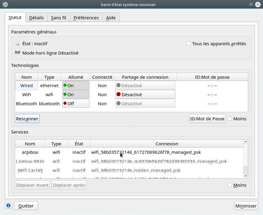 Connman : interface principale