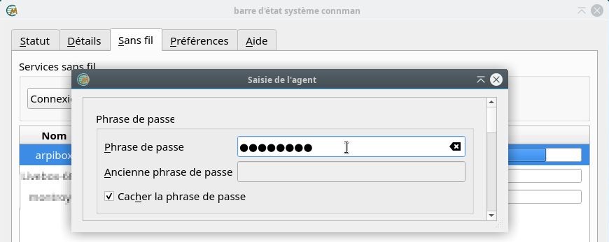 Connman : mot de passe du réseau sans-fil