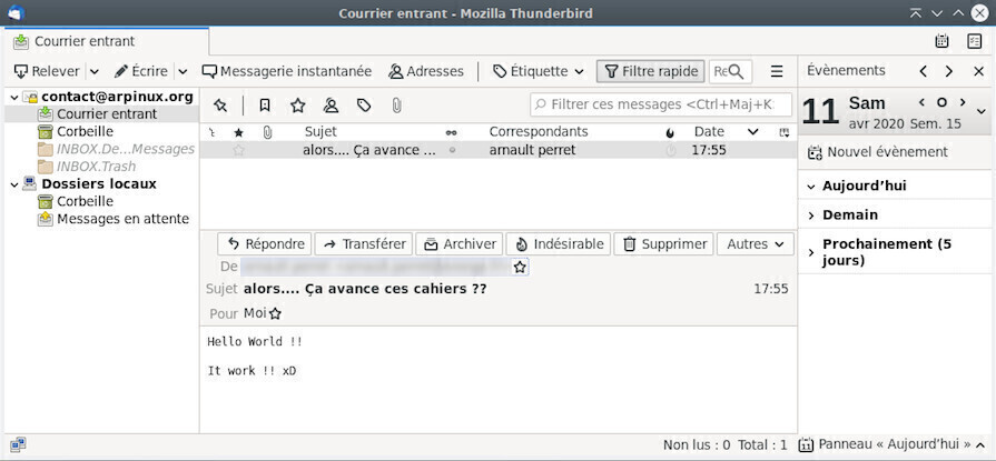 Thunderbird : interface par défaut sur LXQt