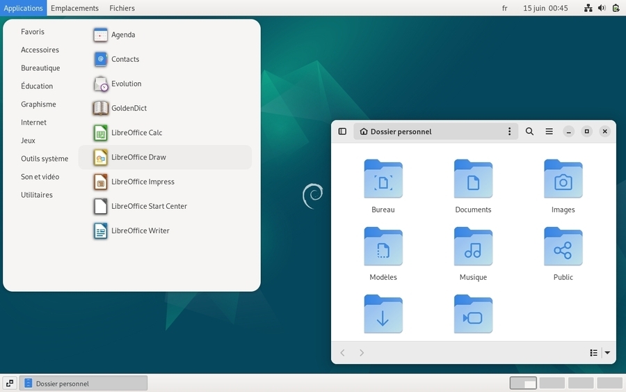 Le bureau Gnome Classique sur Debian