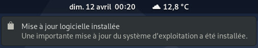 Logiciels : notification de mise à jour réussie