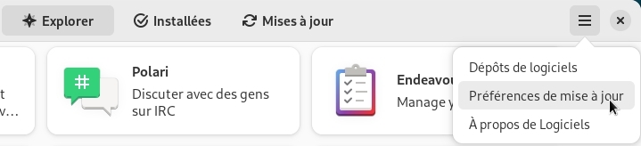 Logiciels : menu des préférences