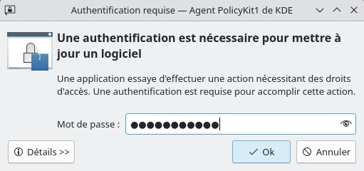 Discover : mot de passe demandé pour la mise à jour