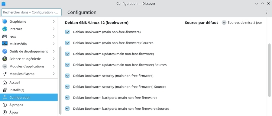 Discover : modification des sources