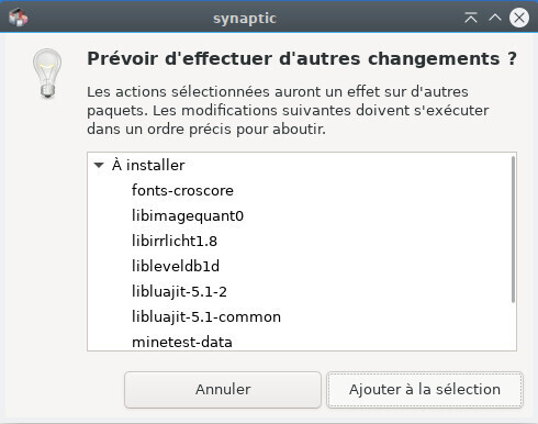 Synaptic : liste des dépendances pour l’installation