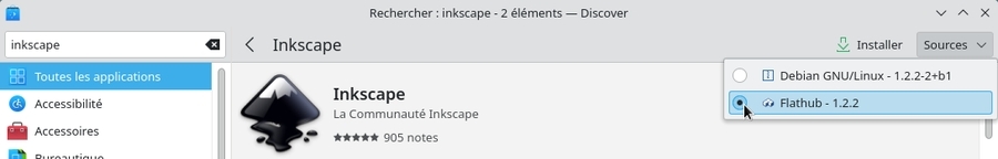 Sélectionner les sources Flathub