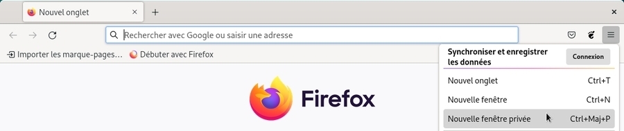 Firefox : lancer la navigation privée