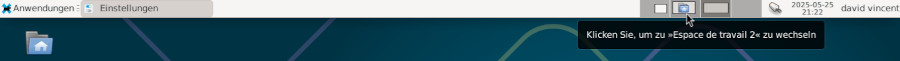 Xfce und 4 virtuelle Arbeistflächen, angezeigt im Panel