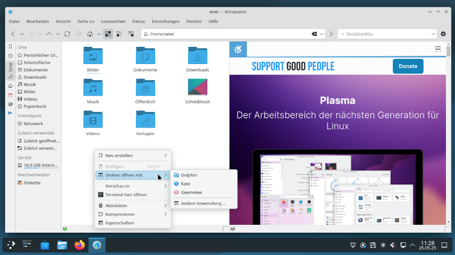 Der Konqueror Internet-/Dateibrowser in KDE