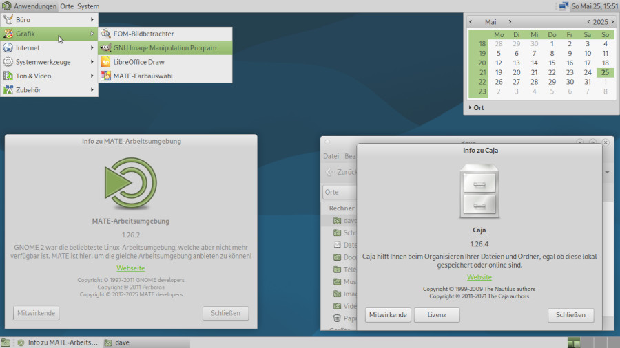 Die MATE-Arbeitsfläche unter Debian