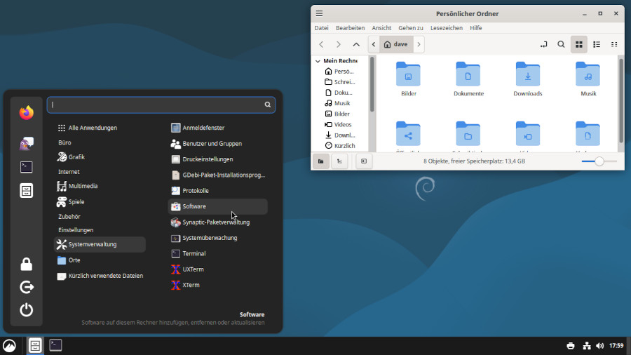 die Cinnamon Oberfläche unter Debian