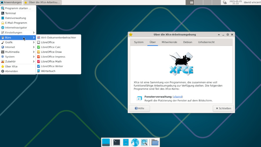 Der Standard Xfce unter Debian