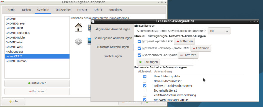 LXDE-Aussehen und Sitzungskonfiguration unter Debian